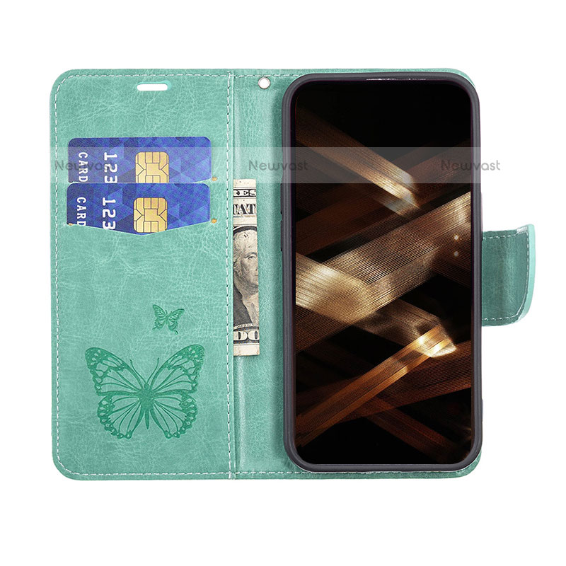 Leather Case Stands Butterfly Flip Cover L09 Holder for Apple iPhone 14 Pro Green