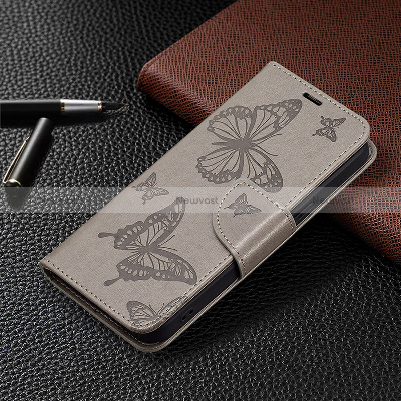 Leather Case Stands Butterfly Flip Cover L09 Holder for Apple iPhone 14 Pro Max Dark Gray