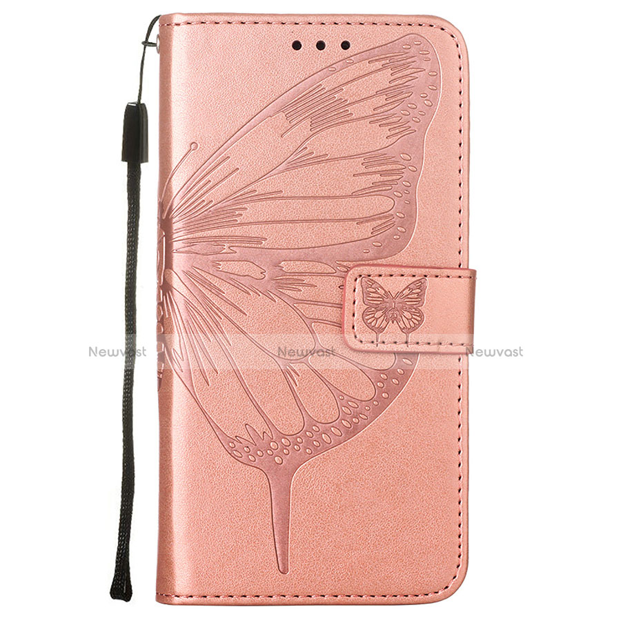 Leather Case Stands Butterfly Flip Cover L10 Holder for Apple iPhone 13 Pro Rose Gold