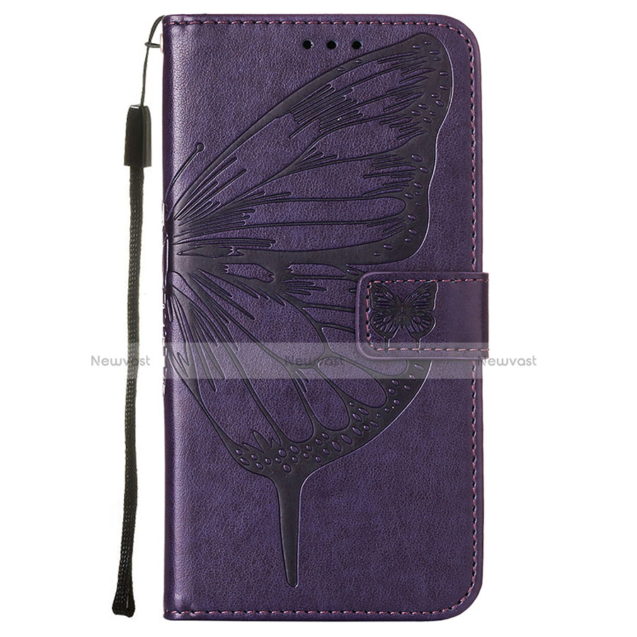 Leather Case Stands Butterfly Flip Cover L10 Holder for Apple iPhone 13 Purple