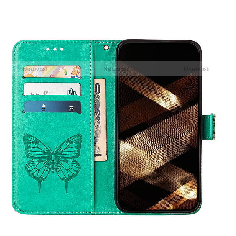Leather Case Stands Butterfly Flip Cover L10 Holder for Apple iPhone 14 Pro Green