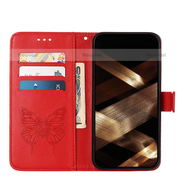 Leather Case Stands Butterfly Flip Cover L10 Holder for Apple iPhone 14 Pro Red