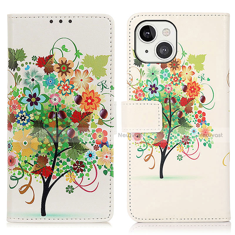 Leather Case Stands Fashionable Pattern Flip Cover A07 Holder for Apple iPhone 14 Mixed