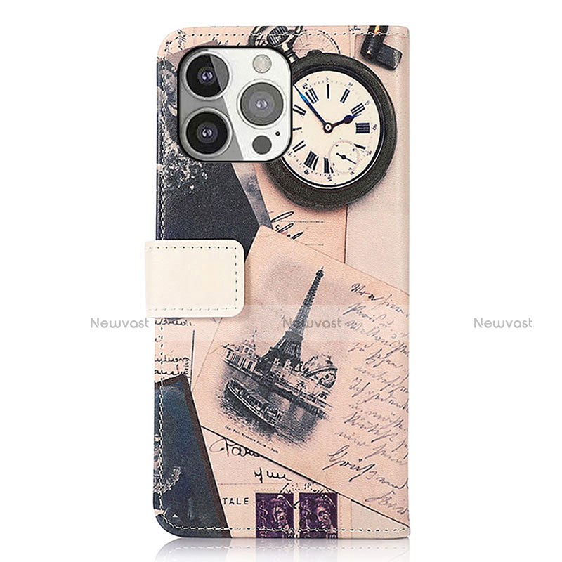 Leather Case Stands Fashionable Pattern Flip Cover A07 Holder for Apple iPhone 14 Pro Max