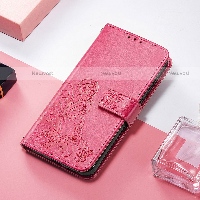 Leather Case Stands Fashionable Pattern Flip Cover H04 Holder for Apple iPhone 13 Hot Pink