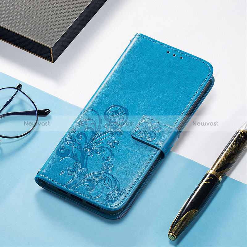 Leather Case Stands Fashionable Pattern Flip Cover H04 Holder for Apple iPhone 14 Pro Blue