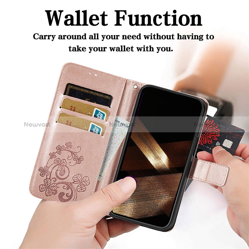 Leather Case Stands Fashionable Pattern Flip Cover H04 Holder for Apple iPhone 14 Pro Max