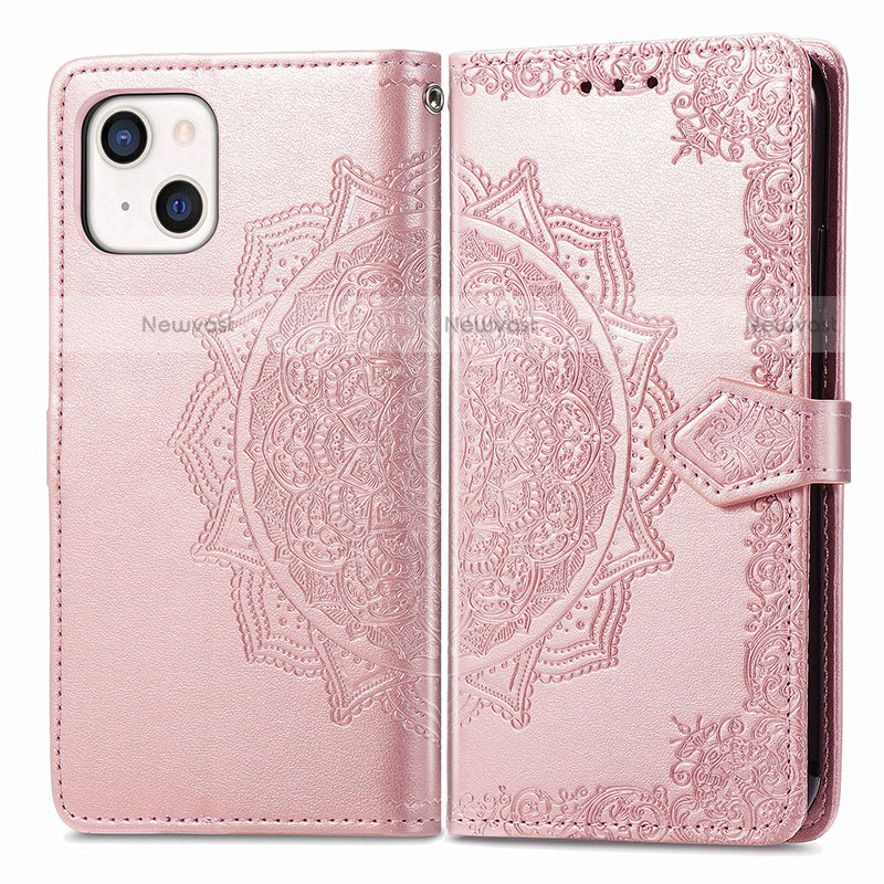 Leather Case Stands Fashionable Pattern Flip Cover H05 Holder for Apple iPhone 13 Mini