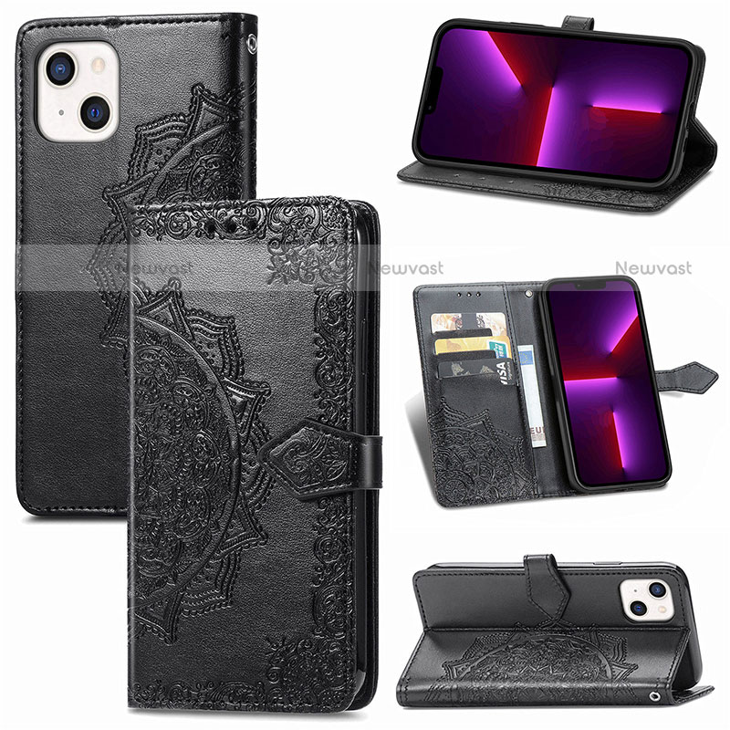 Leather Case Stands Fashionable Pattern Flip Cover H06 Holder for Apple iPhone 13 Mini