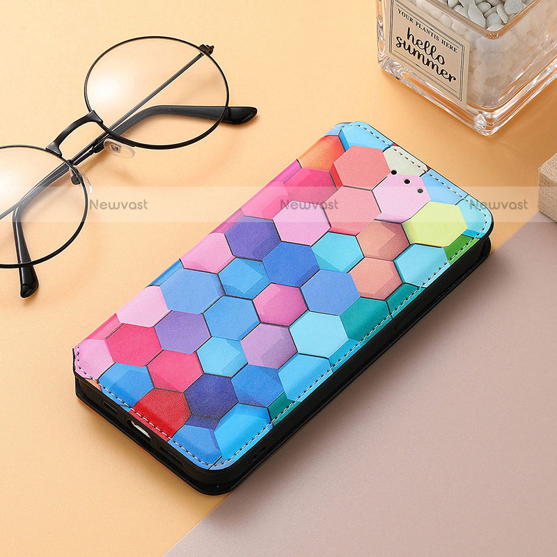Leather Case Stands Fashionable Pattern Flip Cover H10 Holder for Apple iPhone 13 Blue