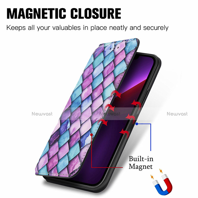 Leather Case Stands Fashionable Pattern Flip Cover H10 Holder for Apple iPhone 13 Pro