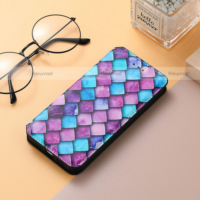 Leather Case Stands Fashionable Pattern Flip Cover H10 Holder for Apple iPhone 13 Purple