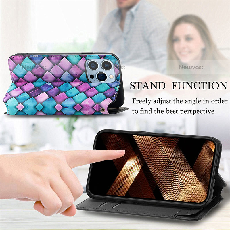 Leather Case Stands Fashionable Pattern Flip Cover H10 Holder for Apple iPhone 14 Pro