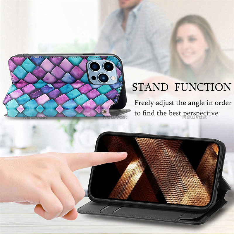 Leather Case Stands Fashionable Pattern Flip Cover H10 Holder for Apple iPhone 14 Pro Max