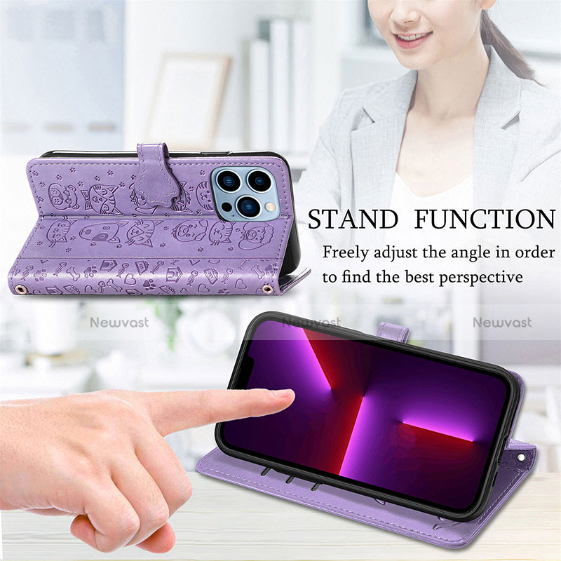 Leather Case Stands Fashionable Pattern Flip Cover H11 Holder for Apple iPhone 13 Pro