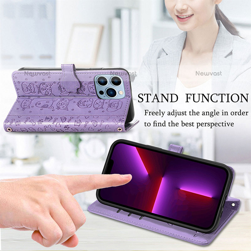 Leather Case Stands Fashionable Pattern Flip Cover H11 Holder for Apple iPhone 14 Pro
