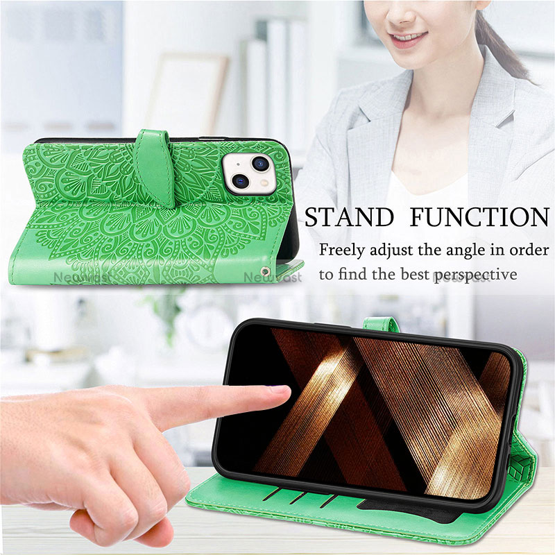 Leather Case Stands Fashionable Pattern Flip Cover H13 Holder for Apple iPhone 15