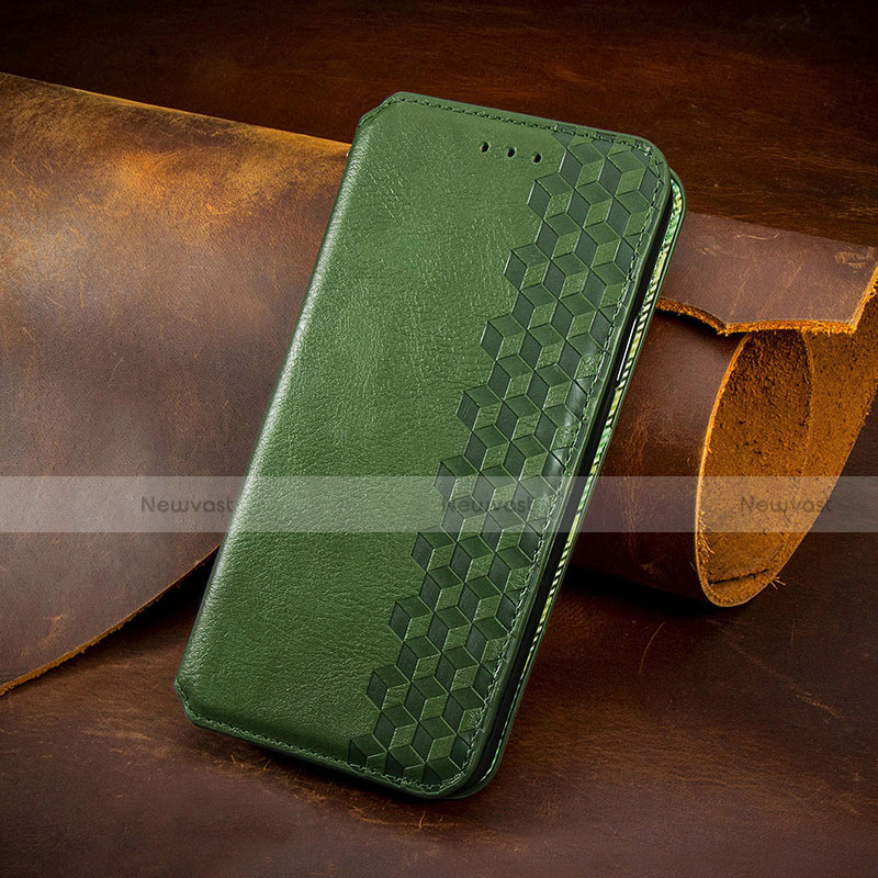 Leather Case Stands Fashionable Pattern Flip Cover H14 Holder for Apple iPhone 13 Mini Green