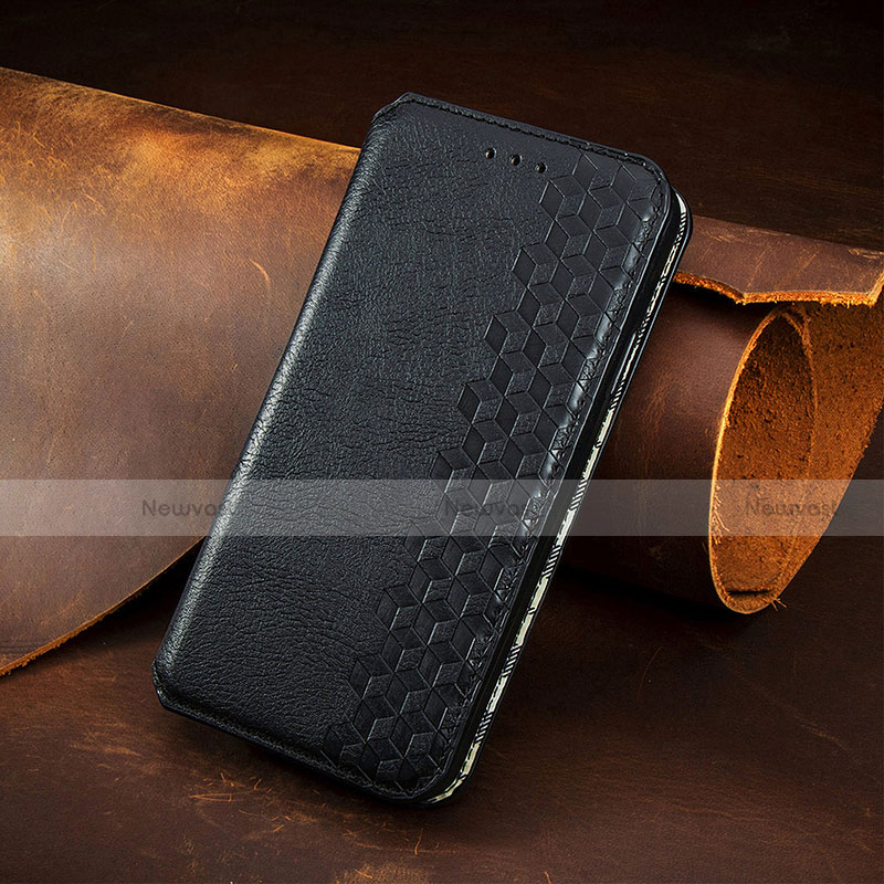 Leather Case Stands Fashionable Pattern Flip Cover H14 Holder for Apple iPhone 14 Black