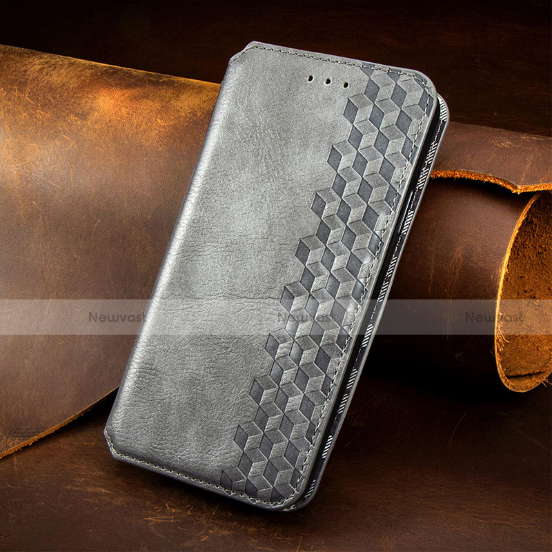 Leather Case Stands Fashionable Pattern Flip Cover H14 Holder for Apple iPhone 14 Gray