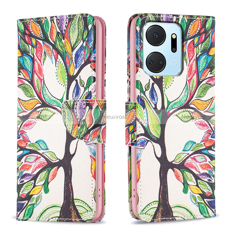 Leather Case Stands Fashionable Pattern Flip Cover Holder B01F for Huawei Honor X7a