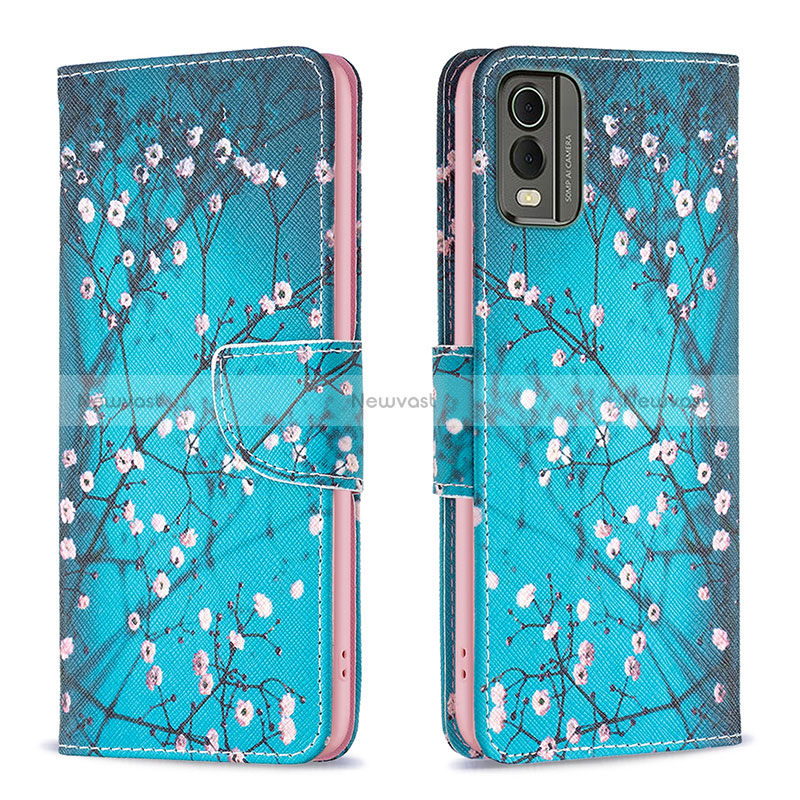 Leather Case Stands Fashionable Pattern Flip Cover Holder B01F for Nokia C210