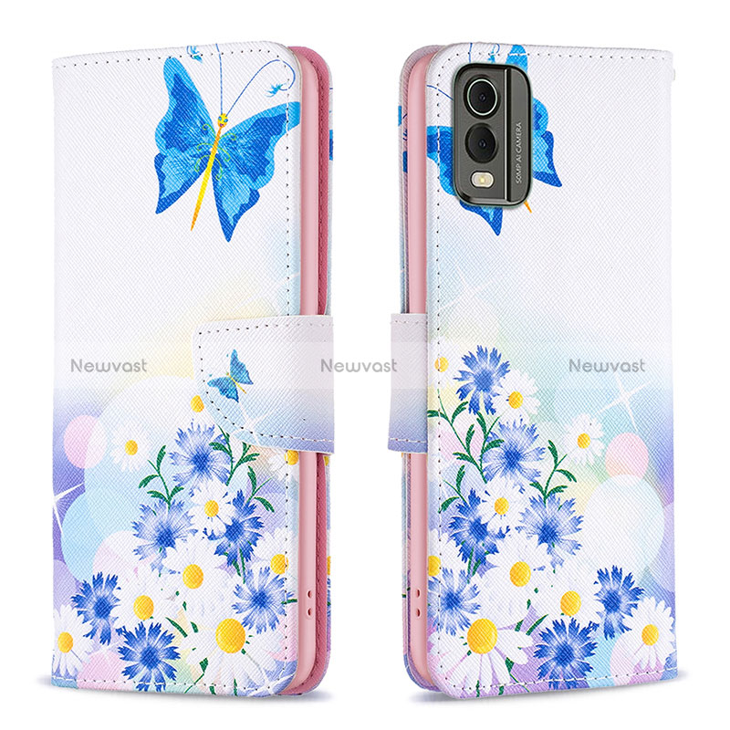 Leather Case Stands Fashionable Pattern Flip Cover Holder B01F for Nokia C32