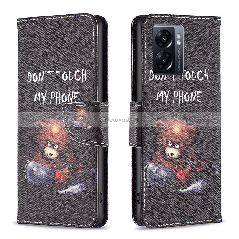 Leather Case Stands Fashionable Pattern Flip Cover Holder B01F for Oppo A56S 5G