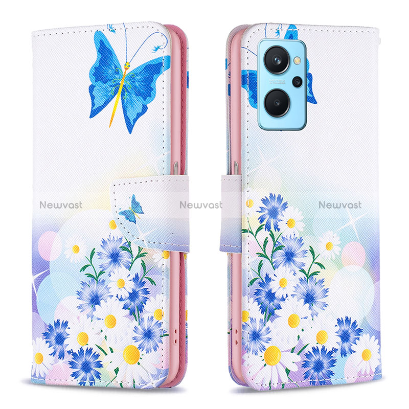 Leather Case Stands Fashionable Pattern Flip Cover Holder B01F for Oppo A96 4G