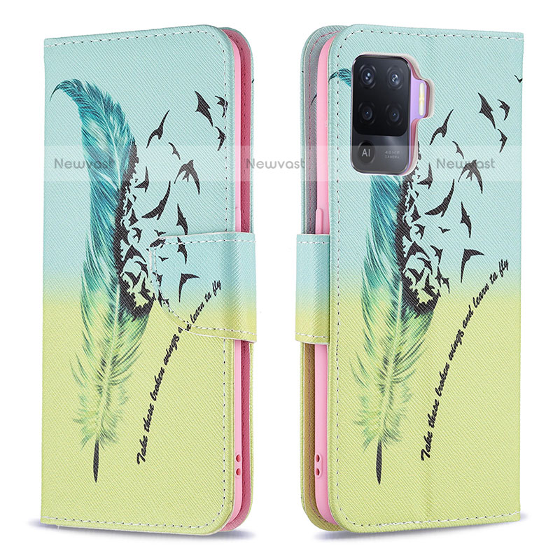Leather Case Stands Fashionable Pattern Flip Cover Holder B01F for Oppo F19 Pro