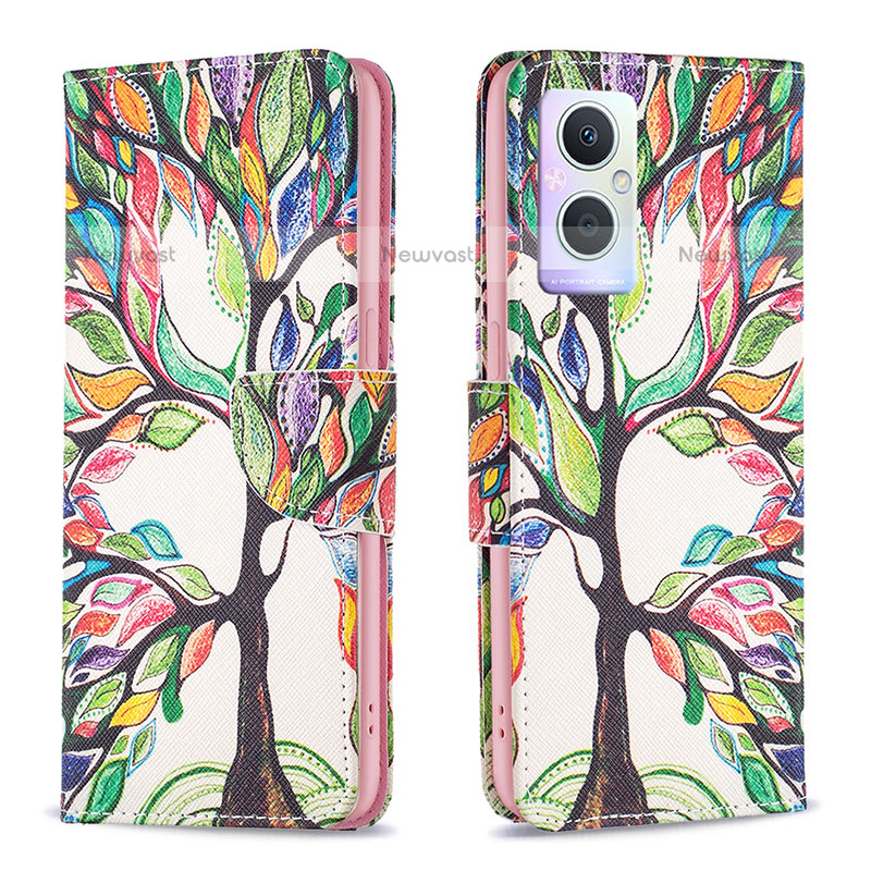 Leather Case Stands Fashionable Pattern Flip Cover Holder B01F for Oppo F21s Pro 5G