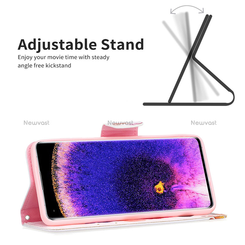 Leather Case Stands Fashionable Pattern Flip Cover Holder B01F for Oppo Find X5 5G