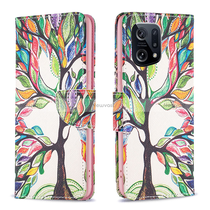 Leather Case Stands Fashionable Pattern Flip Cover Holder B01F for Oppo Find X5 5G