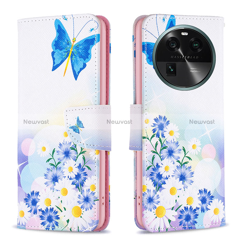Leather Case Stands Fashionable Pattern Flip Cover Holder B01F for Oppo Find X6 5G