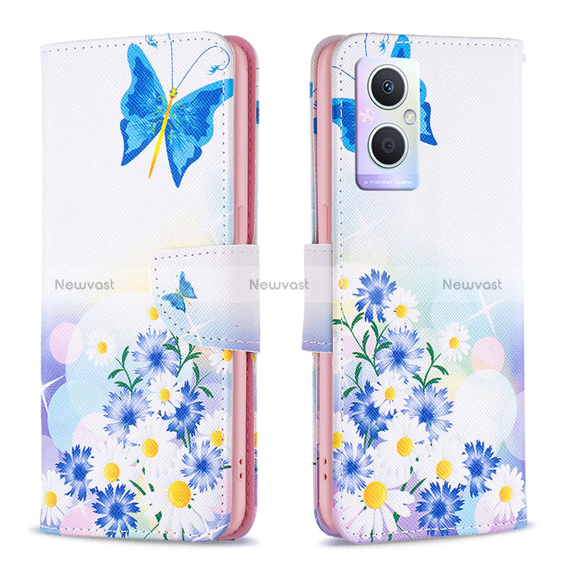 Leather Case Stands Fashionable Pattern Flip Cover Holder B01F for Oppo Reno7 Lite 5G