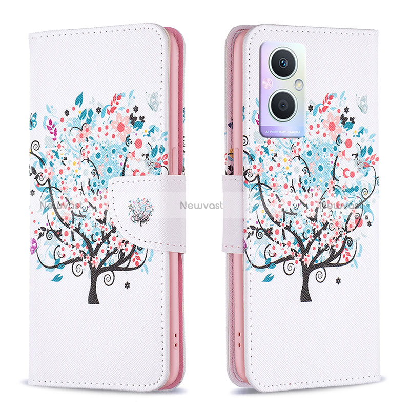 Leather Case Stands Fashionable Pattern Flip Cover Holder B01F for Oppo Reno7 Lite 5G