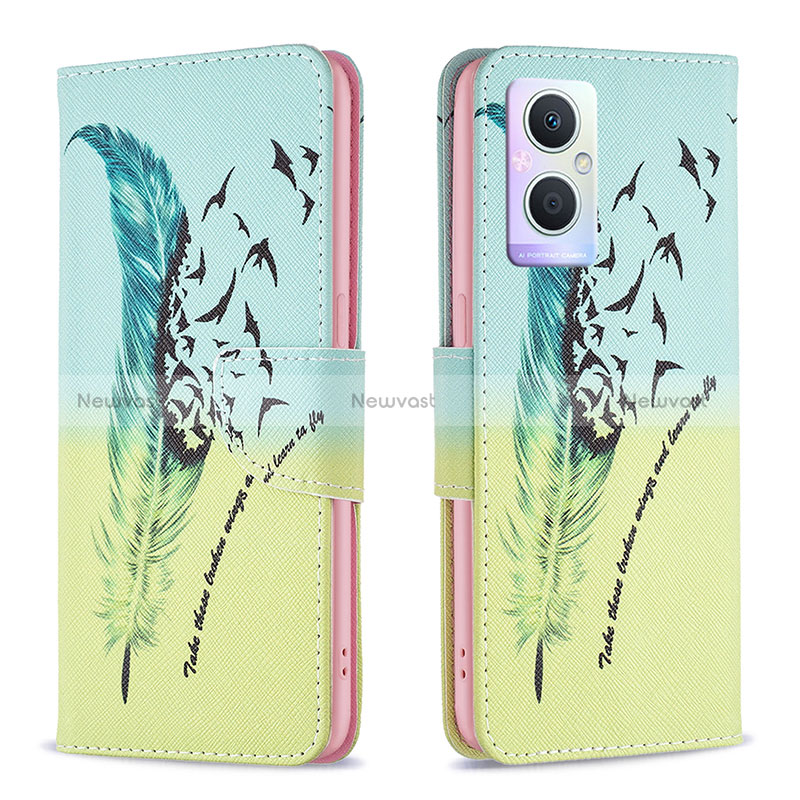 Leather Case Stands Fashionable Pattern Flip Cover Holder B01F for Oppo Reno7 Lite 5G