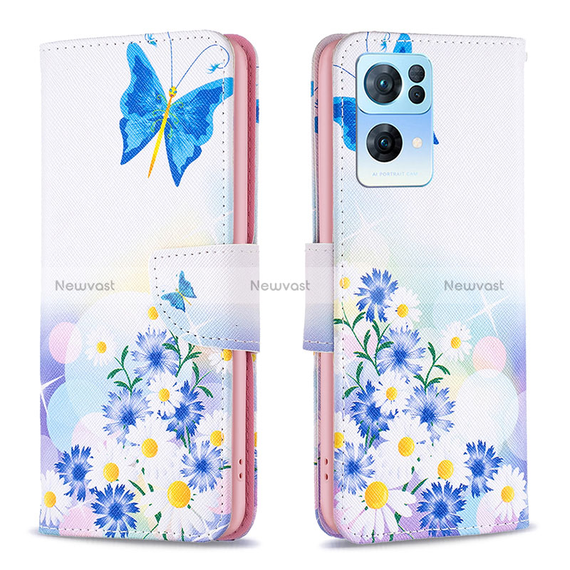 Leather Case Stands Fashionable Pattern Flip Cover Holder B01F for Oppo Reno7 Pro 5G