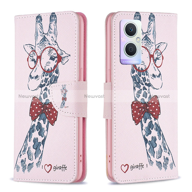 Leather Case Stands Fashionable Pattern Flip Cover Holder B01F for Oppo Reno7 Z 5G