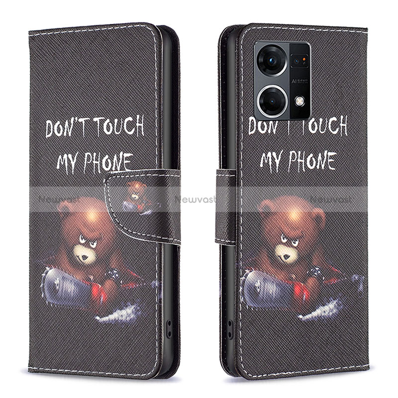 Leather Case Stands Fashionable Pattern Flip Cover Holder B01F for Oppo Reno8 4G