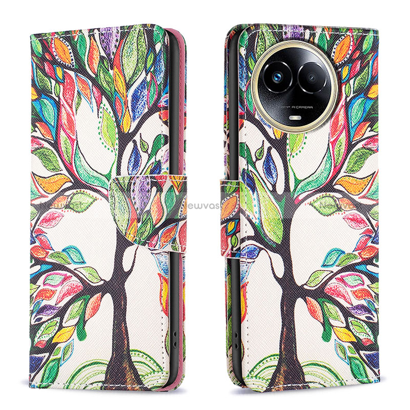 Leather Case Stands Fashionable Pattern Flip Cover Holder B01F for Realme 11 5G