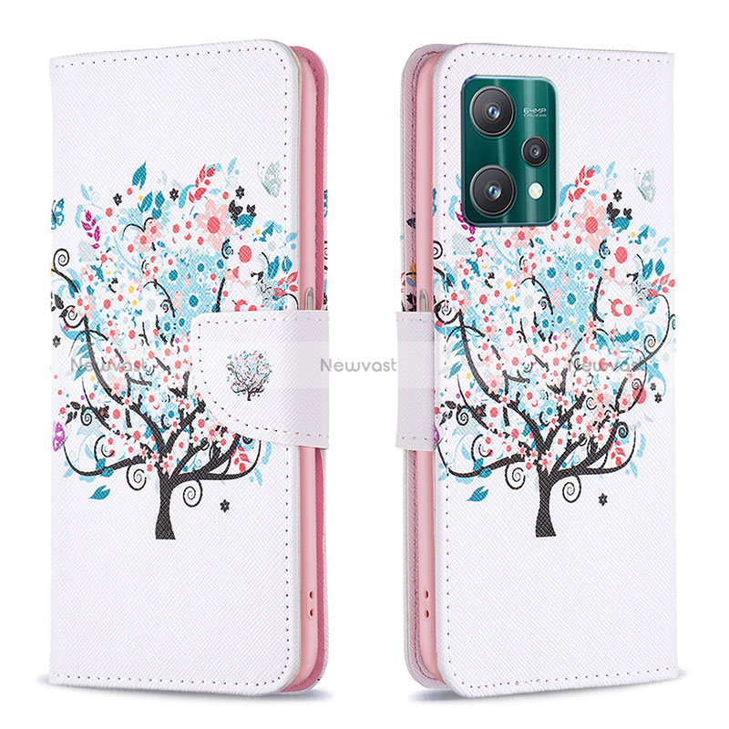 Leather Case Stands Fashionable Pattern Flip Cover Holder B01F for Realme 9 5G