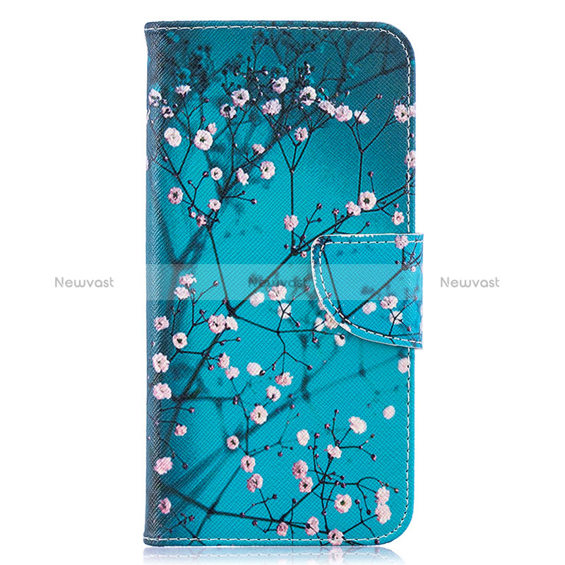 Leather Case Stands Fashionable Pattern Flip Cover Holder B01F for Samsung Galaxy A10 Cyan