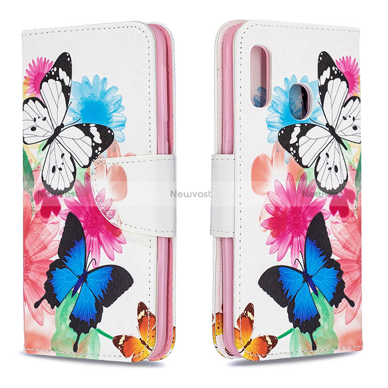 Leather Case Stands Fashionable Pattern Flip Cover Holder B01F for Samsung Galaxy A20e