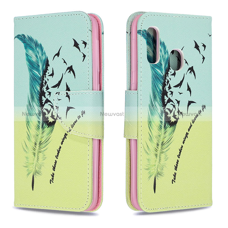 Leather Case Stands Fashionable Pattern Flip Cover Holder B01F for Samsung Galaxy A20e