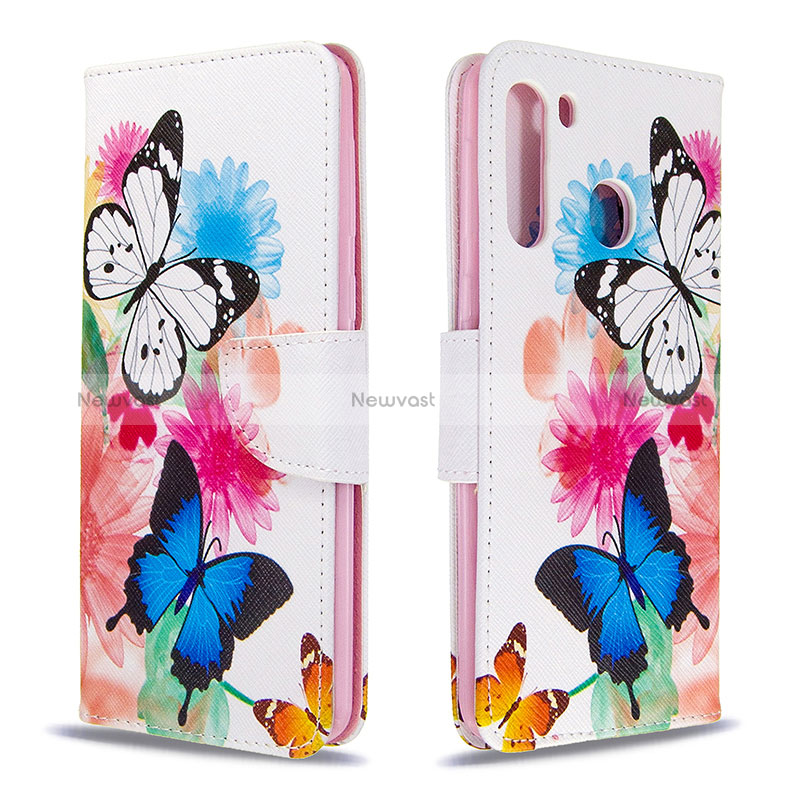 Leather Case Stands Fashionable Pattern Flip Cover Holder B01F for Samsung Galaxy A21 Colorful