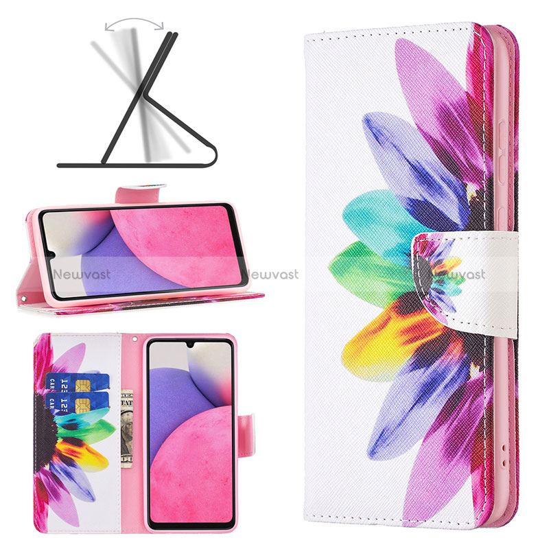 Leather Case Stands Fashionable Pattern Flip Cover Holder B01F for Samsung Galaxy A33 5G