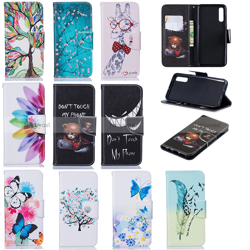 Leather Case Stands Fashionable Pattern Flip Cover Holder B01F for Samsung Galaxy A50