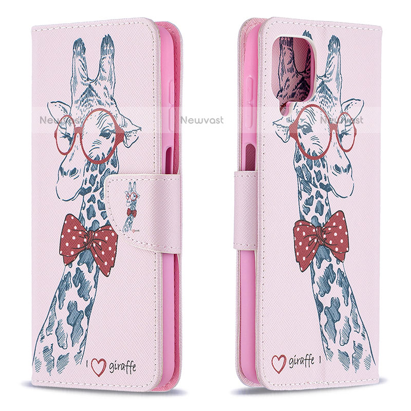 Leather Case Stands Fashionable Pattern Flip Cover Holder B01F for Samsung Galaxy F12