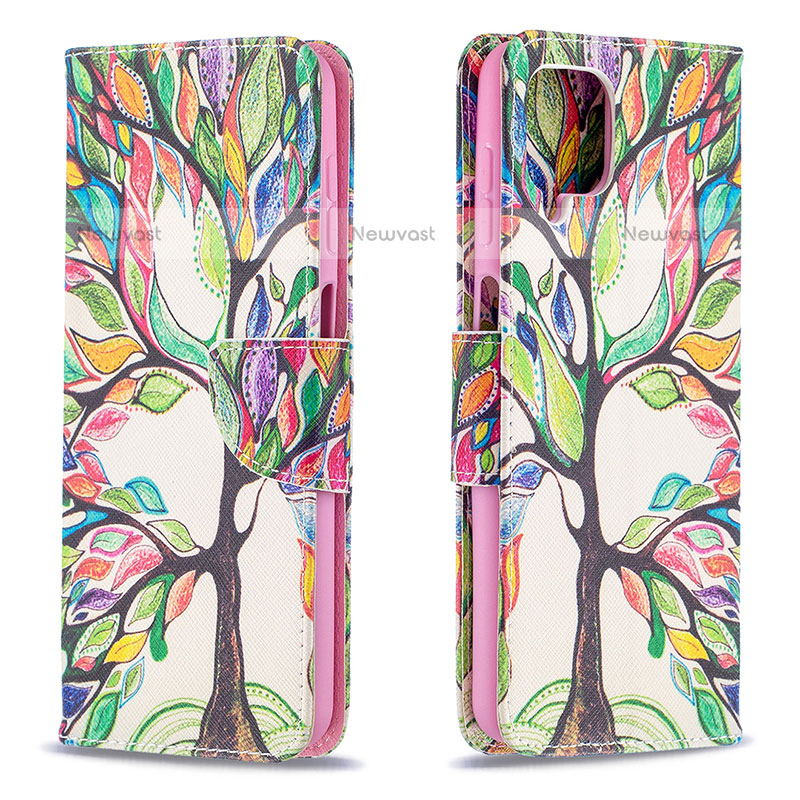 Leather Case Stands Fashionable Pattern Flip Cover Holder B01F for Samsung Galaxy F12